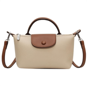 Beige and brown quilted crossbody bag for women